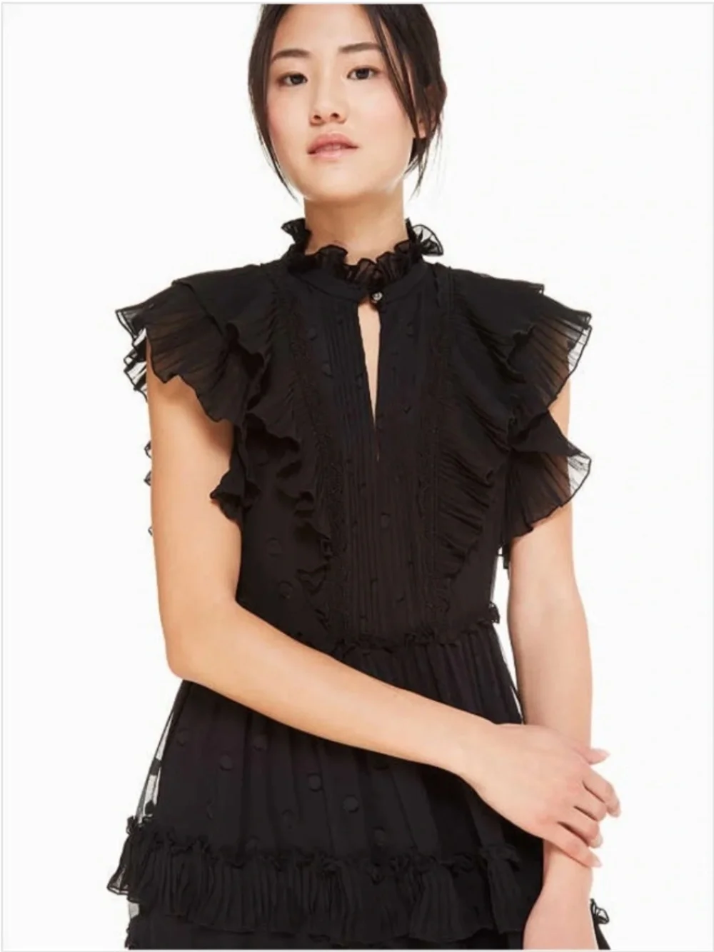 Kate Spade Bakery Dot Devore Fit and Flare Mini Cocktail Dress Black Size 14 NWT